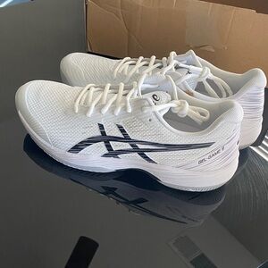 NWT ASICS White Gel Game Tennis Shoes with Black Accents Size 11